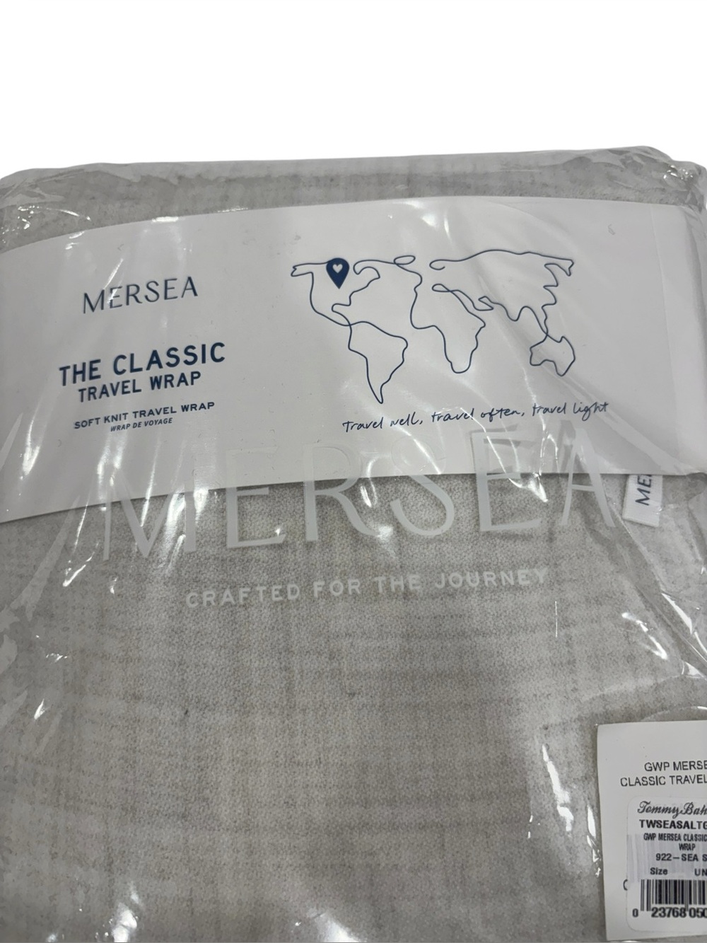NWT Tommy Bahama Classic Travel Wrap in Light Gray & Tan - Picture 2 of 4